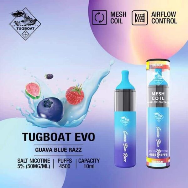 TUGBOAT EVO DISPOSABLE 4500PUFFS - GUAVA BLUE RAZZ