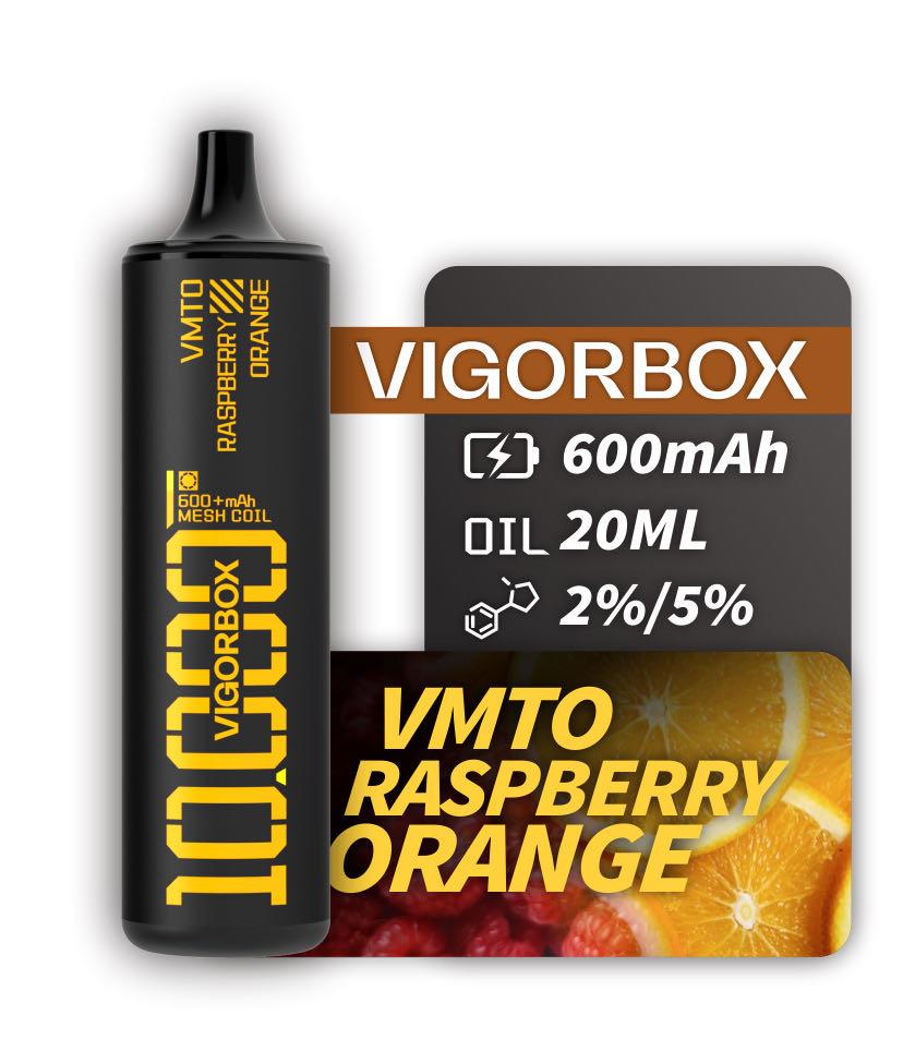 VIGORBOX DISPOSABLE 10K PUFFS - VMTO RASPBERRY ORANGE