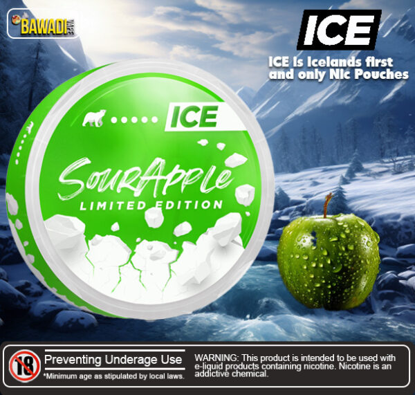 Sour Apple Ice Nicotine Pouches Bawadi Vape