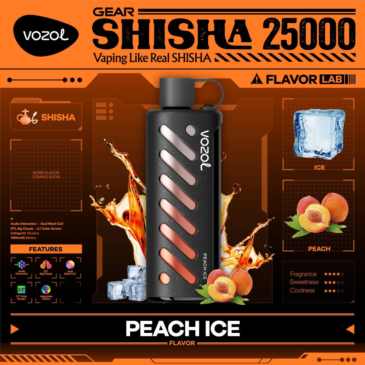 VOZOL SHISHA 25000 puffs Peach Ice Dubai UAE