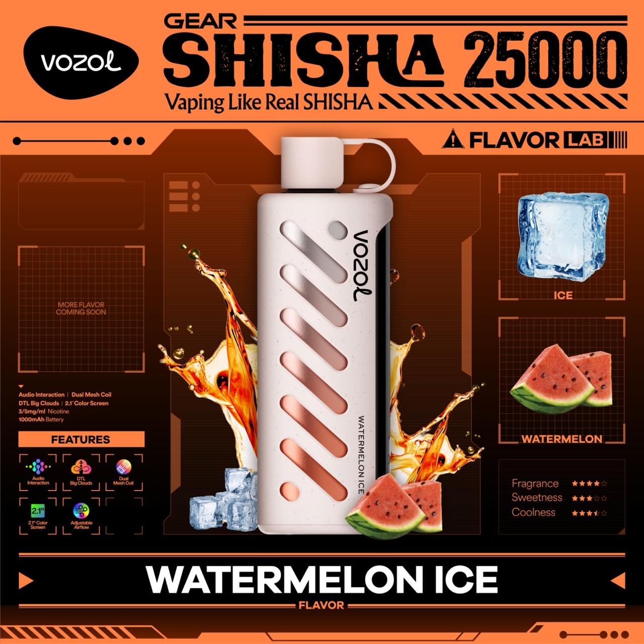 VOZOL SHISHA 25000 puffs Watermelon Ice Dubai UAE