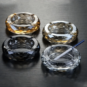 Decorative Crystal Ashtray with Black Finish