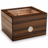 A premium CIGARLOONG cedar wood humidor designed to hold up to 50 cigars. Features a built-in hygrometer, humidifier system, and luxurious gold hardware for flawless moisture control.